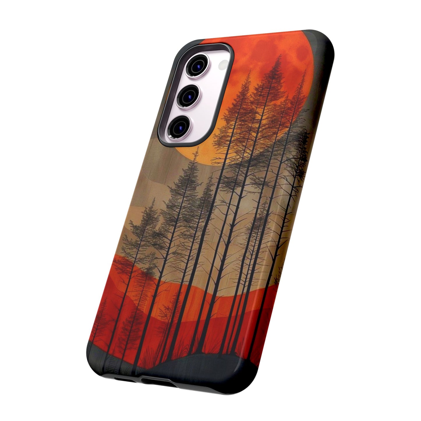 Moody Forest Moonrise Samsung Galaxy Case – Dark Landscape Design, Dual-Layer Protection