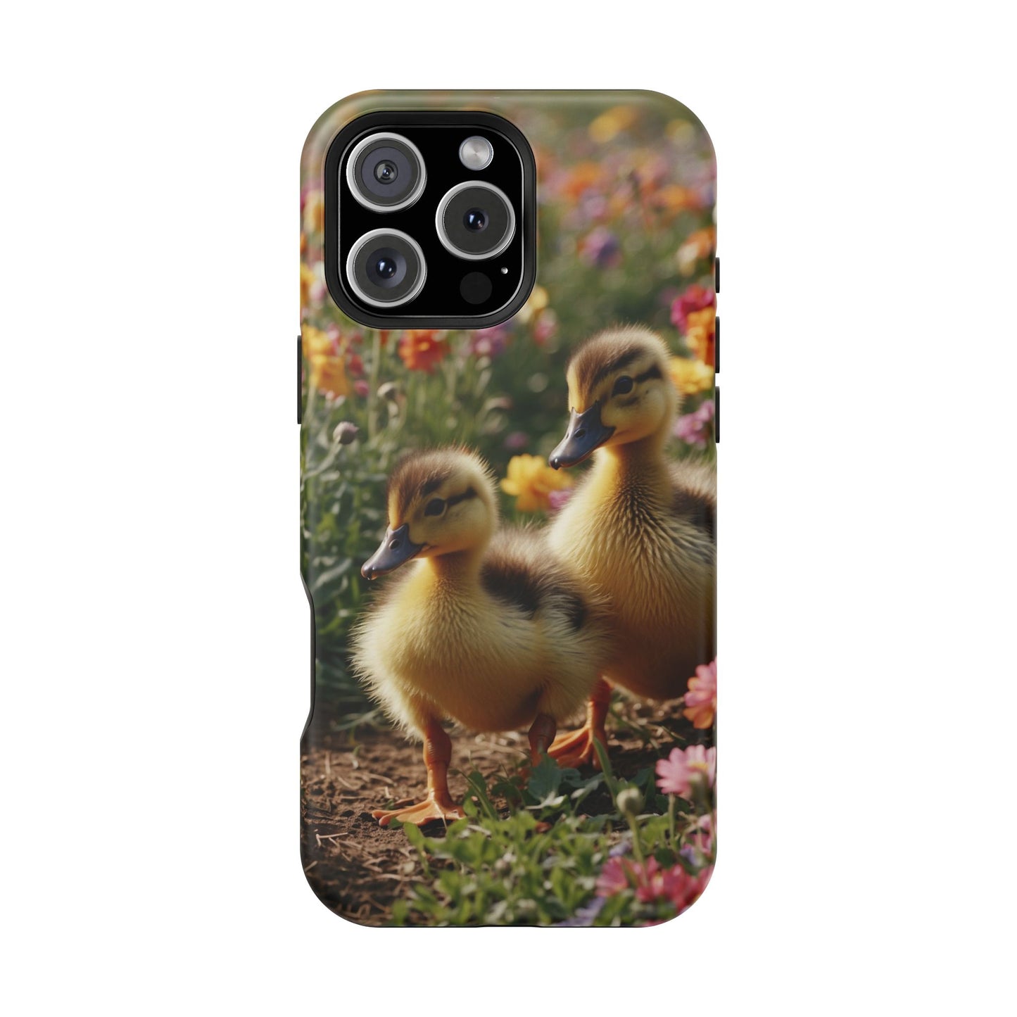 Charming Ducklings in Floral Garden - MagSafe iPhone Case