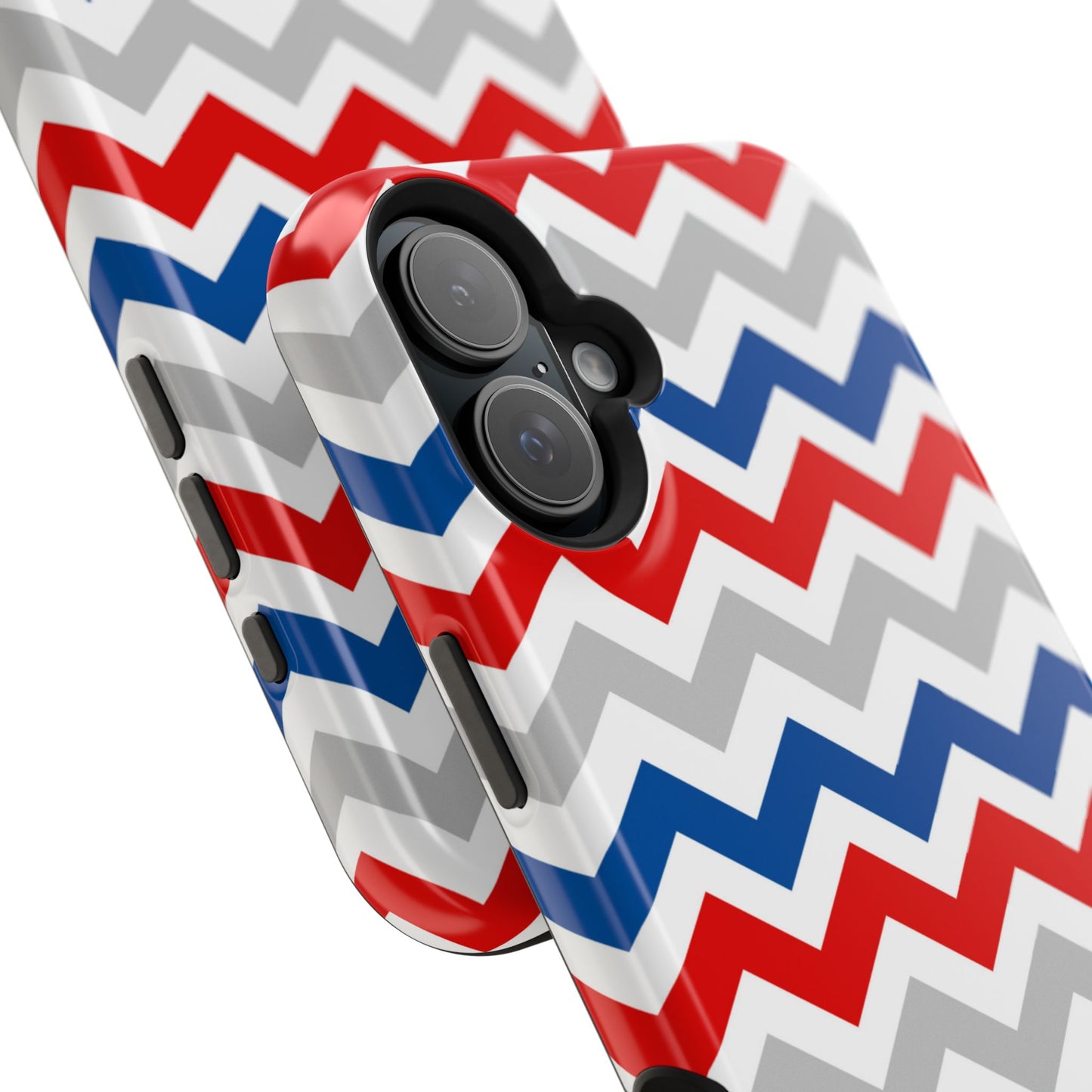 Patriotic Red, White & Blue Chevron – MagSafe Compatible iPhone Case