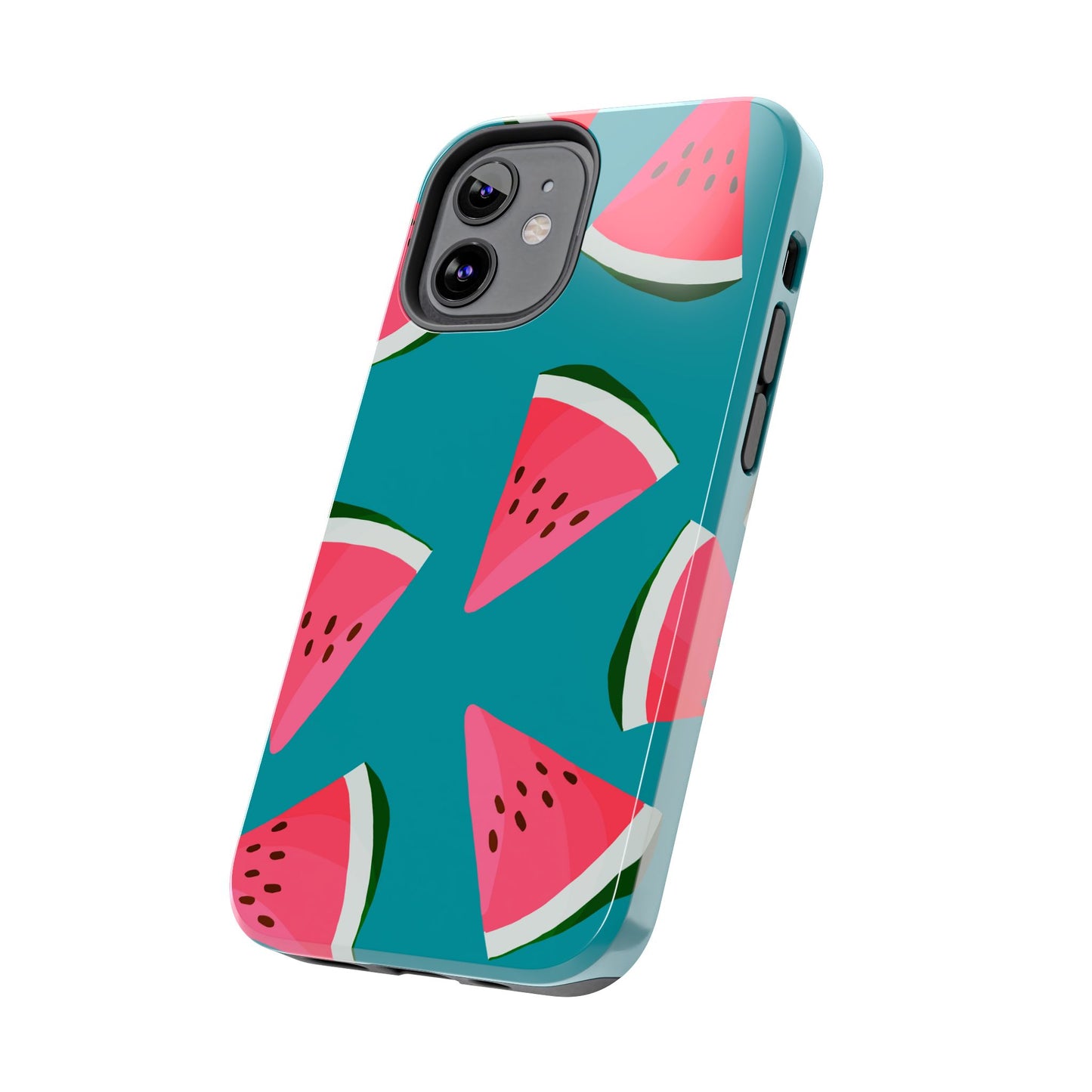 Watermelon Bliss iPhone Case – Vibrant Summer Fruit Design on Teal Background