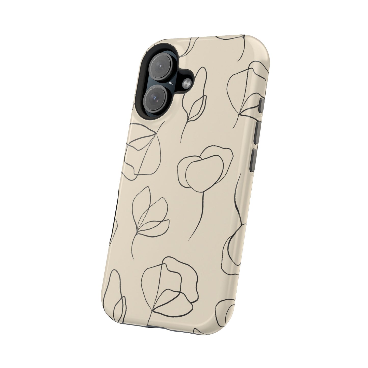 Minimalist Line Art Floral Tough MagSafe iPhone Case – Elegant Abstract Design with Dual-Layer Protection