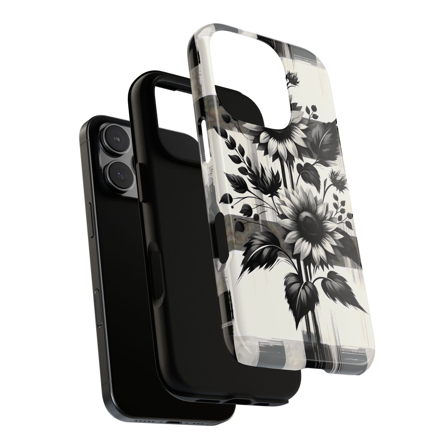 Black/White Sunflower Plaid Phone Case