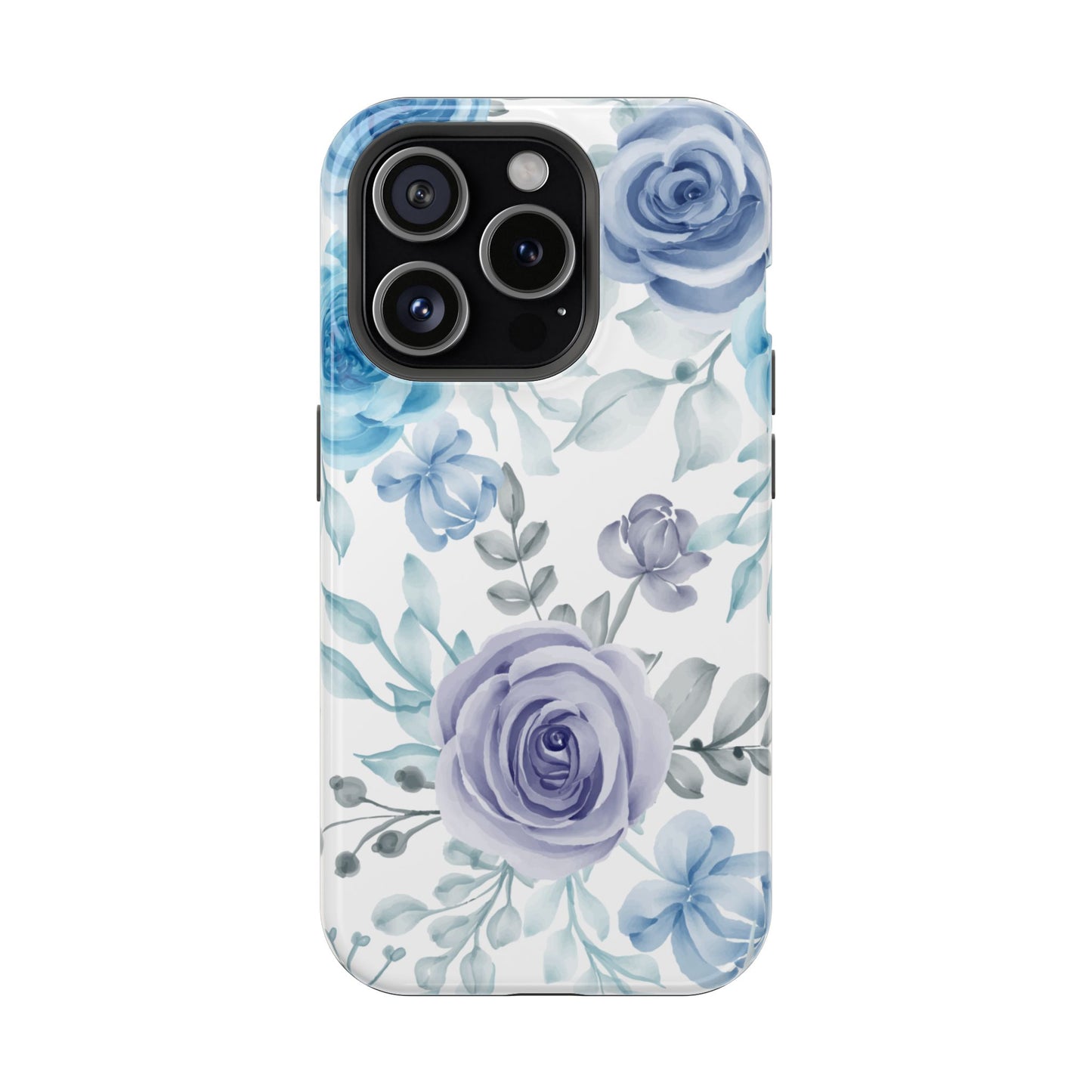 Elegant Blue & Violet Roses MagSafe Case – Artistic Floral Protection with Magnetic Charging Compatibility