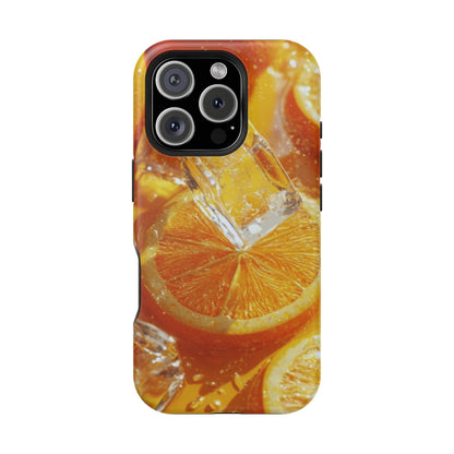 Citrus Orange Splash MagSafe iPhone Case – Dual-Layer Tough Protection, Vibrant Summer Design