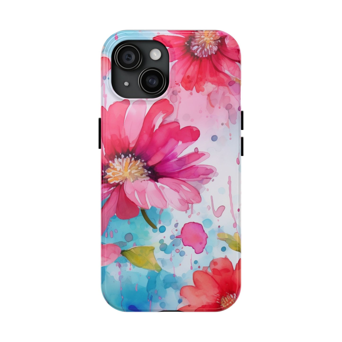 Vibrant Watercolor Red & Pink Floral - iPhone Case