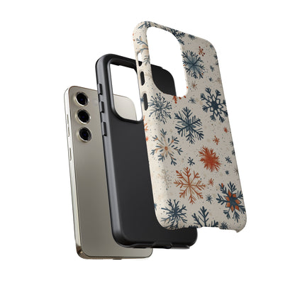 Rustic Orange and Blue Snowflake Pattern – Samsung Galaxy Series Case