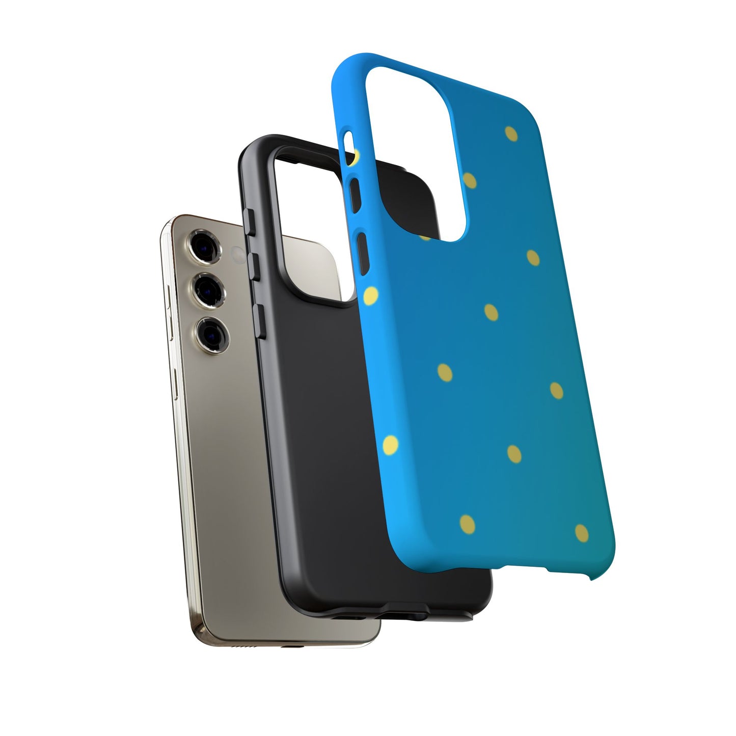 Blue Ocean Gradient Polka Dots Samsung Galaxy Case – Shockproof, Smooth Matte Finish, Dual-Layer Design