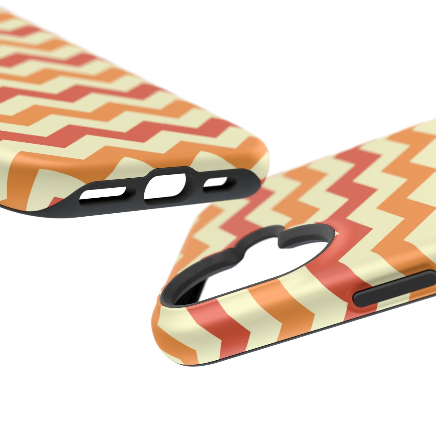 Warm Sunset Chevron – Orange, Red & Cream Geometric MagSafe iPhone Case