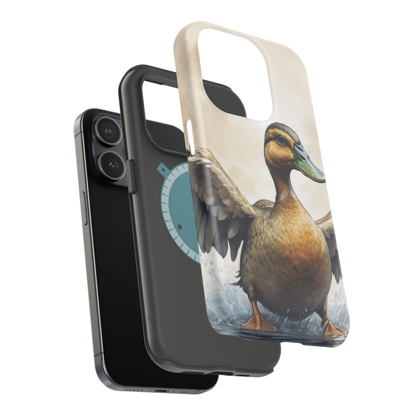 Graceful Duck in Watercolor Scene - MagSafe iPhone Case