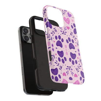 Pastel Paw Print iPhone Case - Cute Pet-Themed Floral Protective Cover