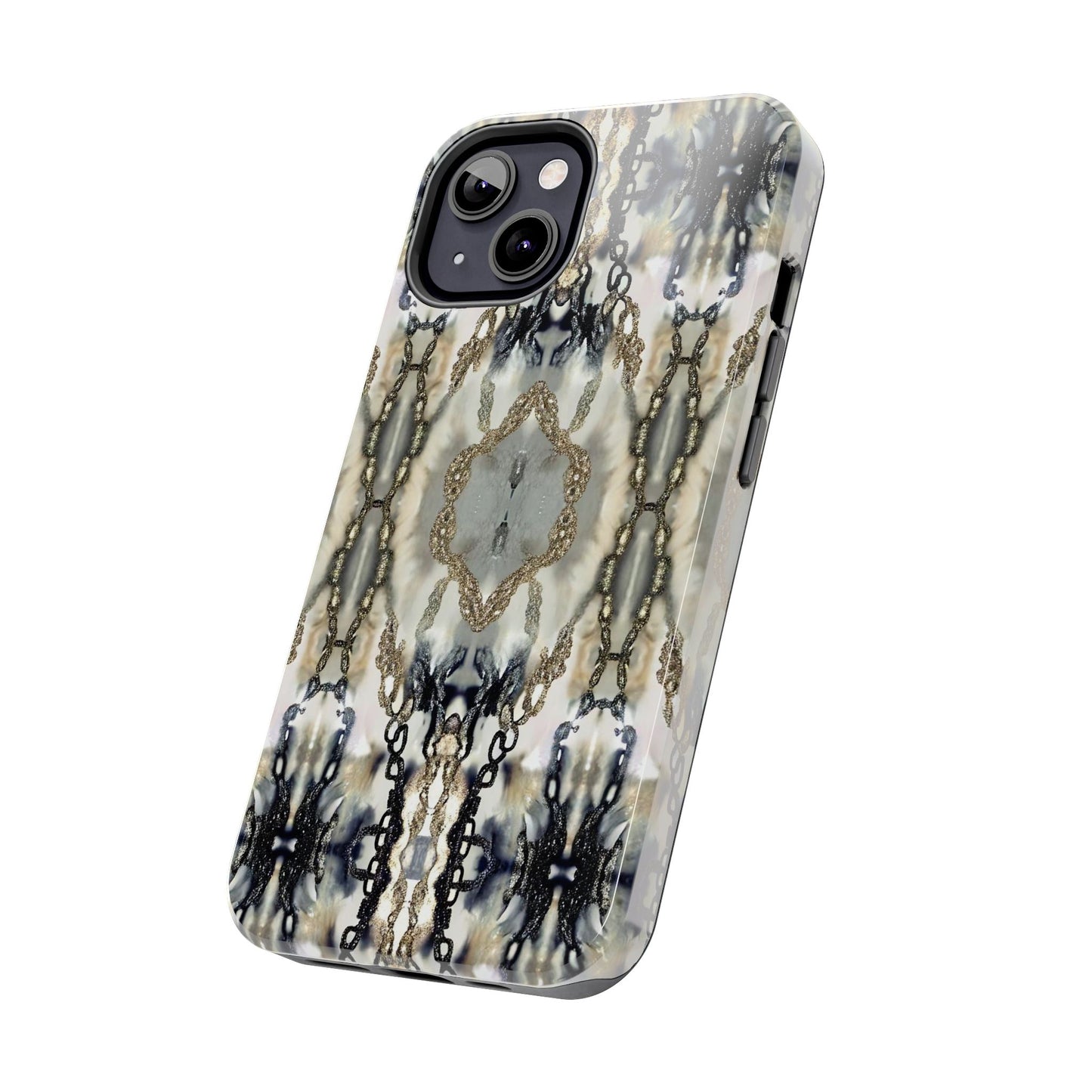 Abstract Marble - Metal Chain Pattern iPhone Case - Chic Protective Cover