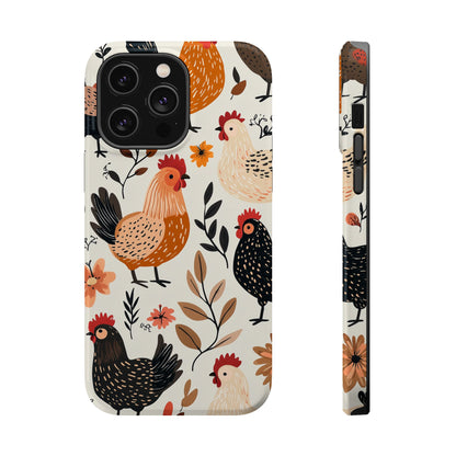 MagSafe iPhone Case: Cluckin' Vintage – Chickens & Leaves