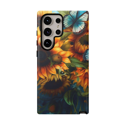 Aqua Blue Butterfly & Sunflower Art – Samsung Galaxy Case