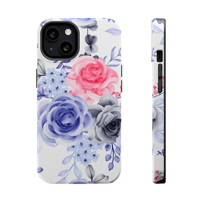 Elegant Blue Floral Watercolor Design – MagSafe iPhone Case