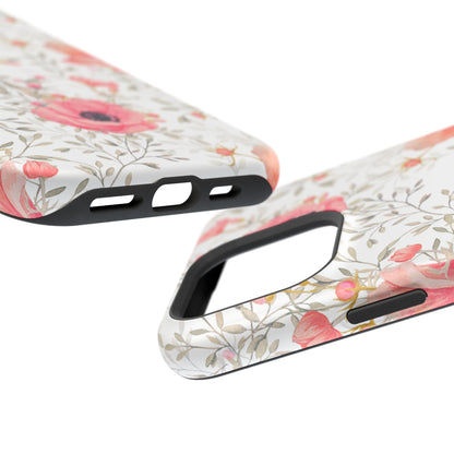 Pink Floral Watercolor MagSafe iPhone Case – Elegant Blossom Design with Magnetic Compatibility