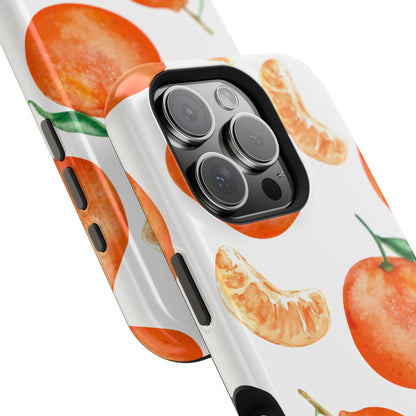 Tangerine Dreams Tough MagSafe iPhone Case – Watercolor Orange Design, Shockproof Dual Protection