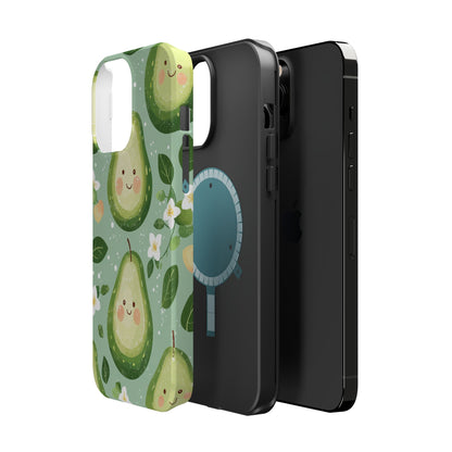 Smiling Avocados Tough MagSafe iPhone Case – Cute Avocado Design, Dual-Layer Protection