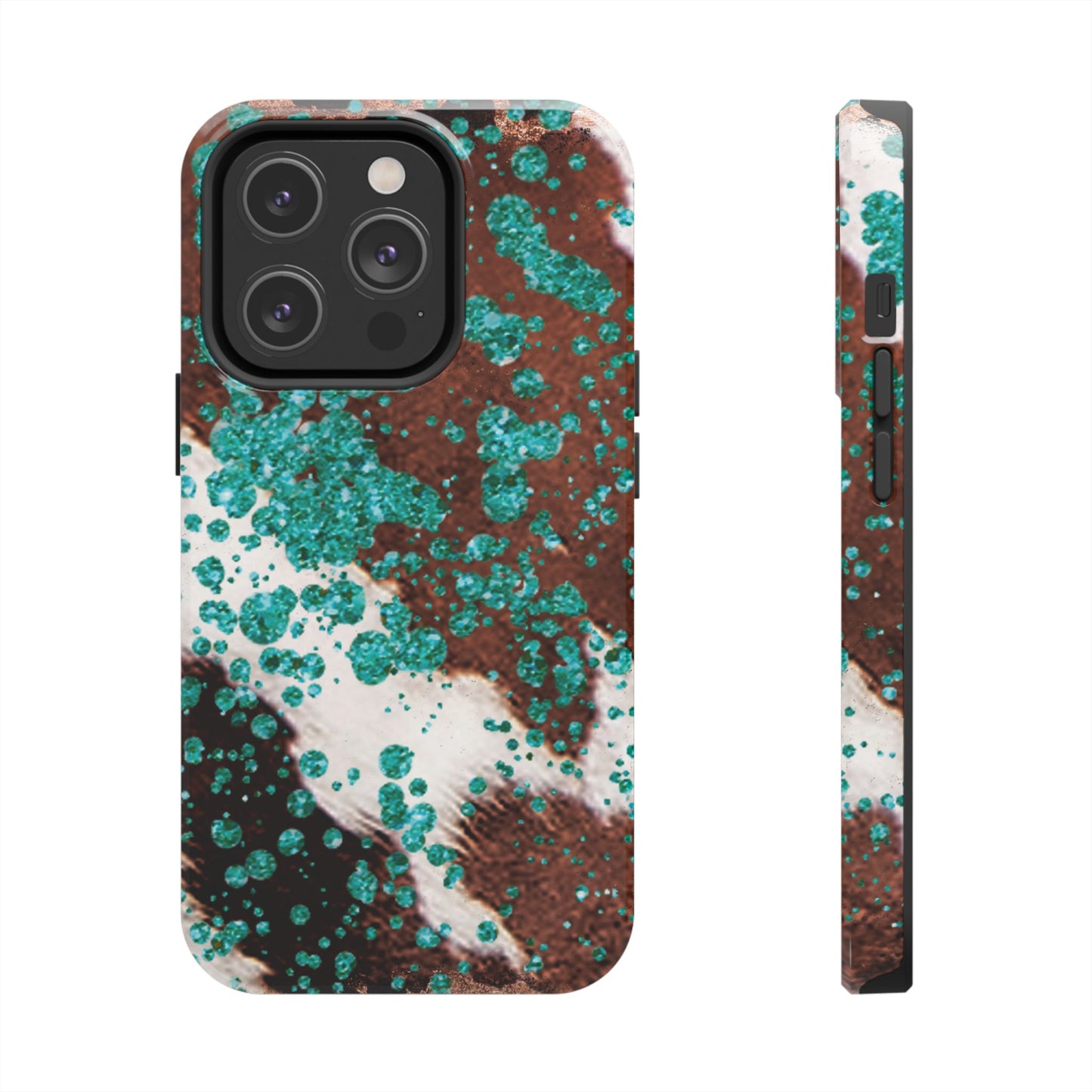 Teal Glitter Cowhide - iPhone Series Case