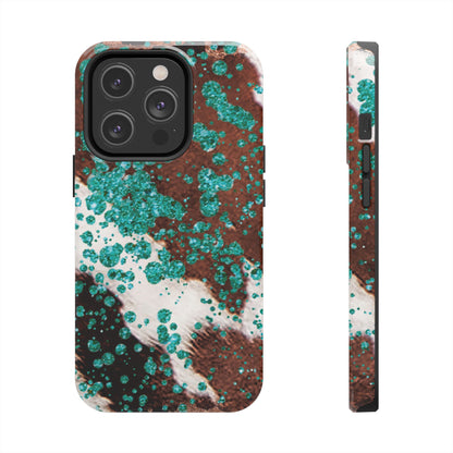 Teal Glitter Cowhide - iPhone Series Case