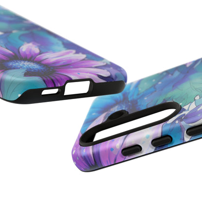 Purple & Teal Watercolor Floral Samsung Galaxy Case - Artistic Flower Design