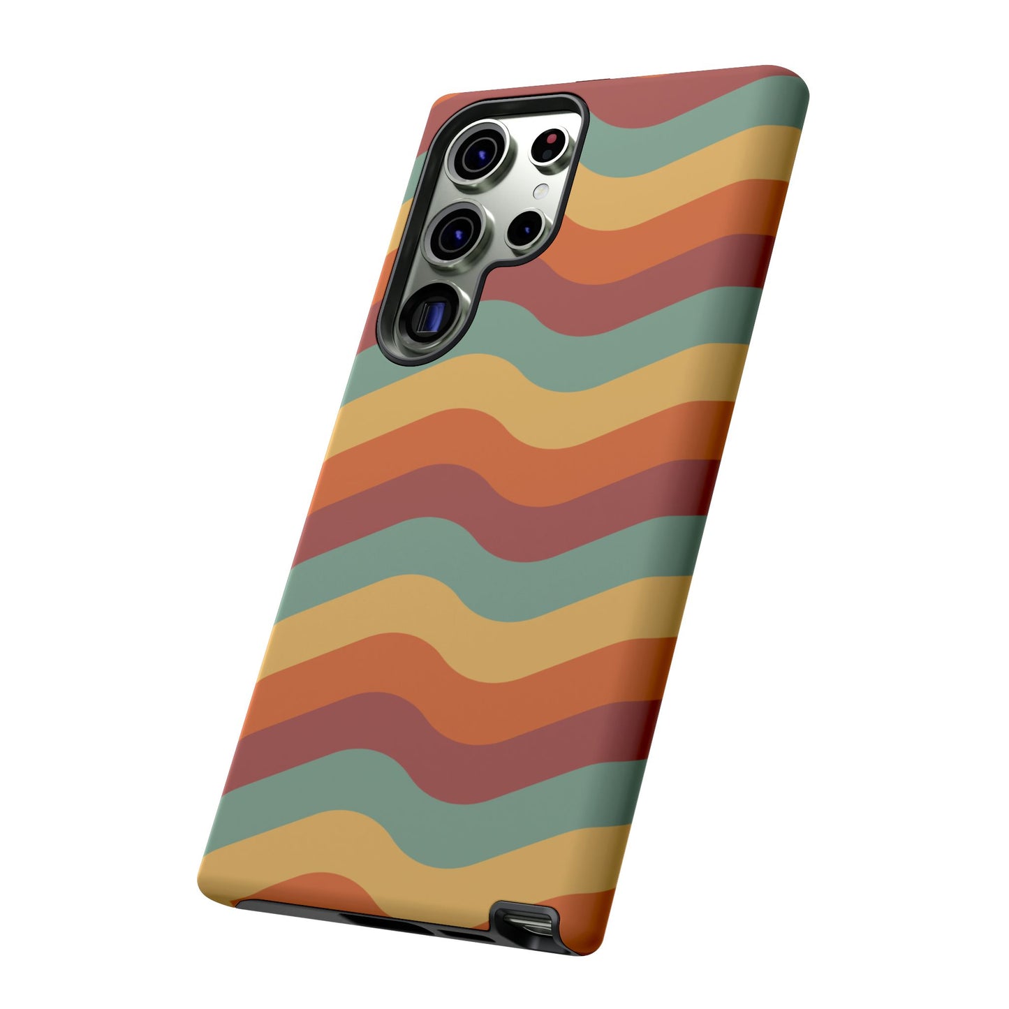 Retro Vibe Wavy Stripes Samsung Galaxy Case – 70s-Inspired in Teal, Orange, and Rust