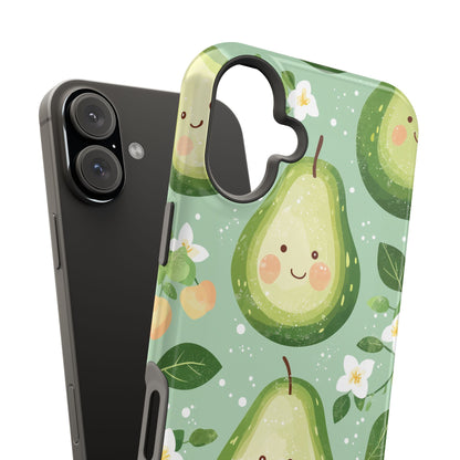 Smiling Avocados Tough MagSafe iPhone Case – Cute Avocado Design, Dual-Layer Protection