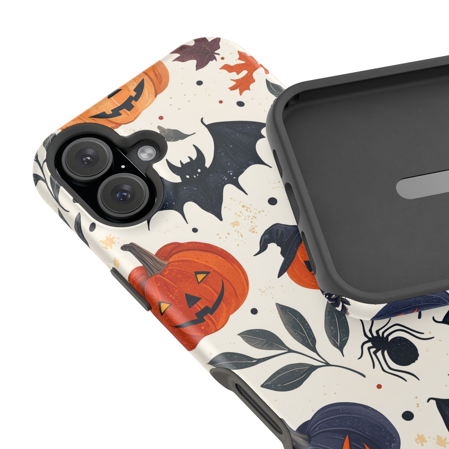 Spooky Halloween MagSafe iPhone Case – Pumpkins, Bats, and Spider Design