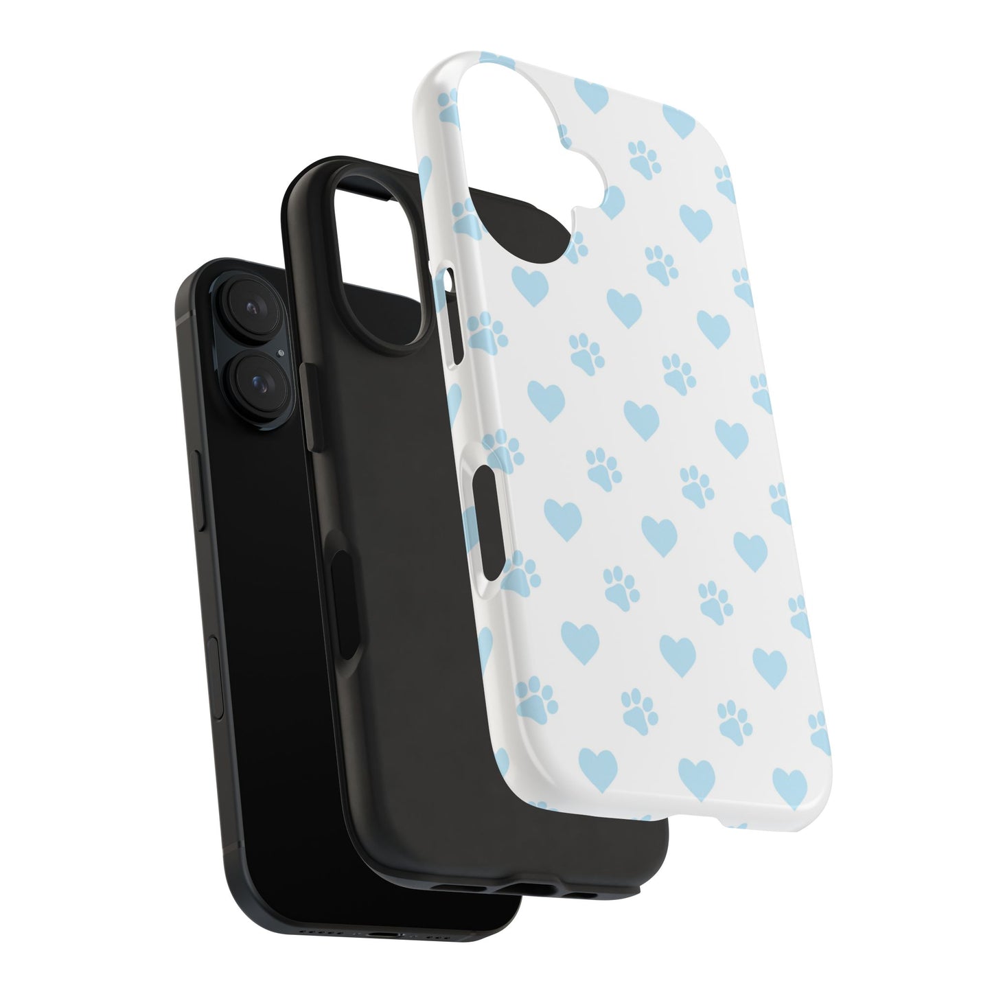 Light Blue Paw Prints & Hearts – iPhone Case for Animal Lovers