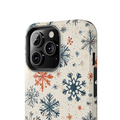 Rustic Orange and Blue Snowflake Pattern – iPhone Series Case