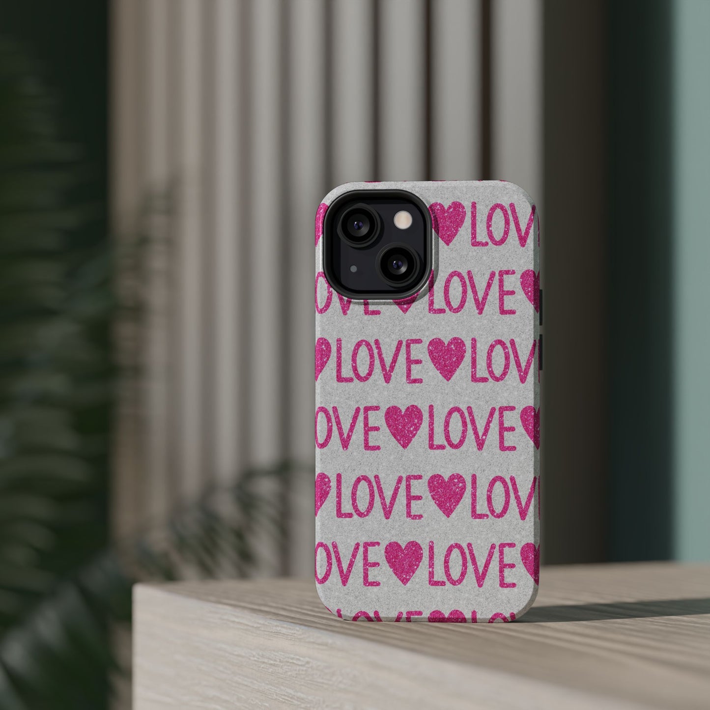 Pink Glitter Love Pattern – MagSafe iPhone Case