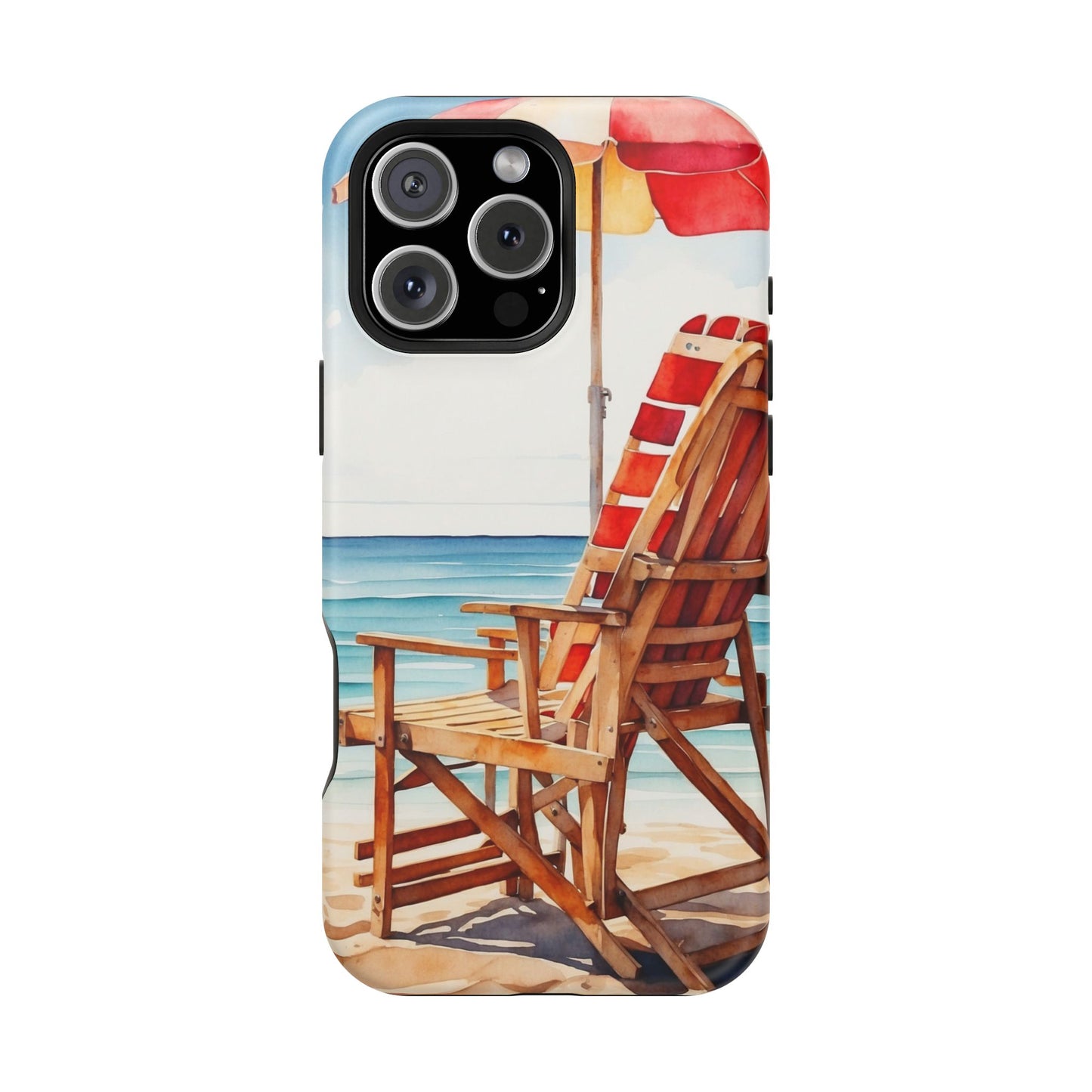 Beach Bliss MagSafe iPhone Series Case – Relaxing Seaside Chair and Umbrella Design