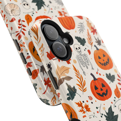 Halloween Pumpkin & Skeleton MagSafe iPhone Case – Spooky Autumn Design