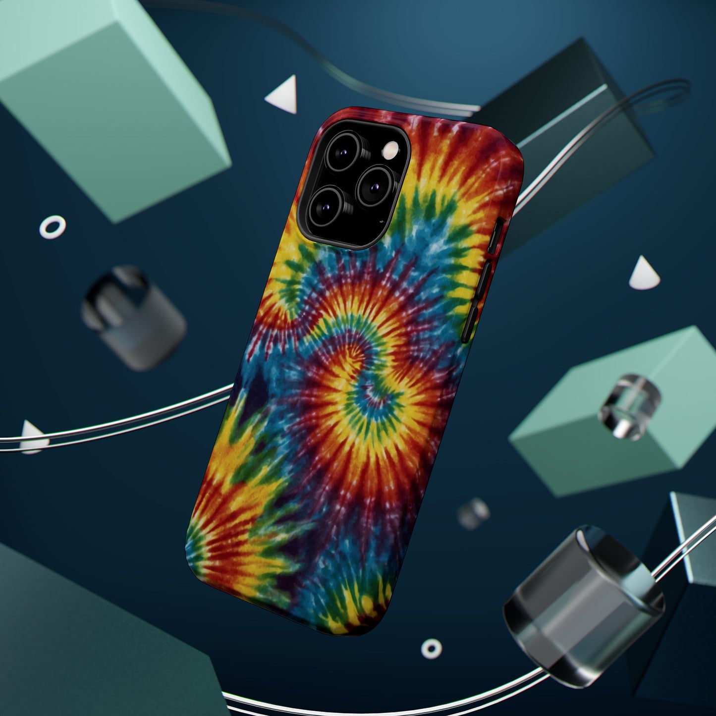 Retro Rainbow Tie-Dye MagSafe Case – Swirl Design