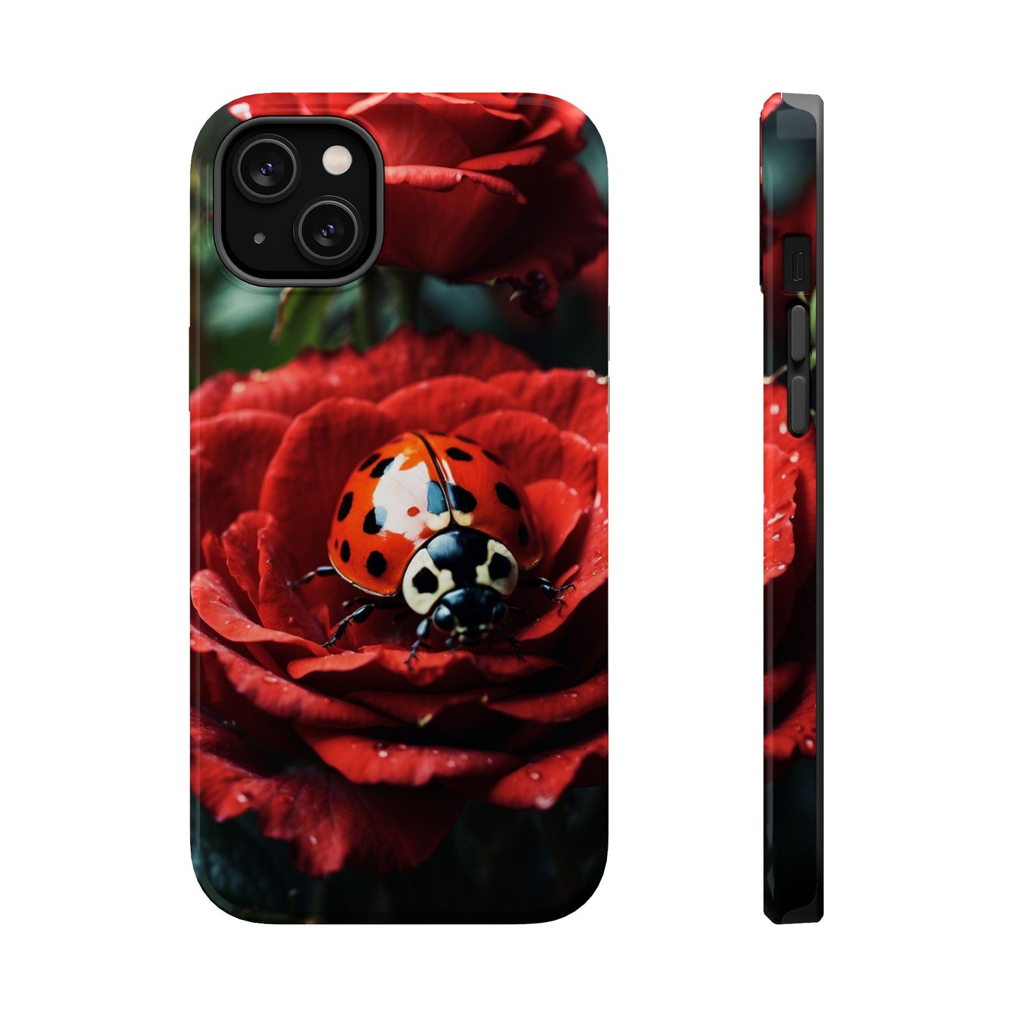 Elegant Rose & Ladybug Charm - MagSafe iPhone Case