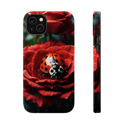 Elegant Rose & Ladybug Charm - MagSafe iPhone Case