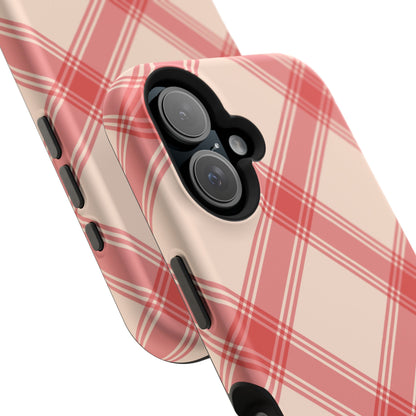 Soft Peachy Red Plaid MagSafe Case