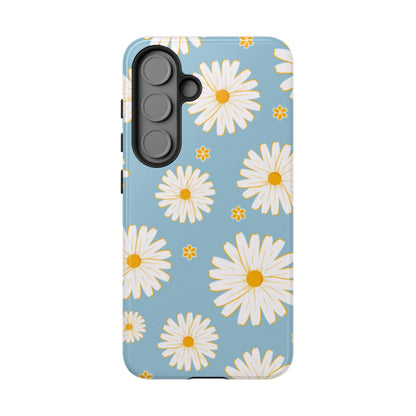 Bright Daisy Samsung Galaxy Case – Light Blue Background, Shockproof and Slim Design
