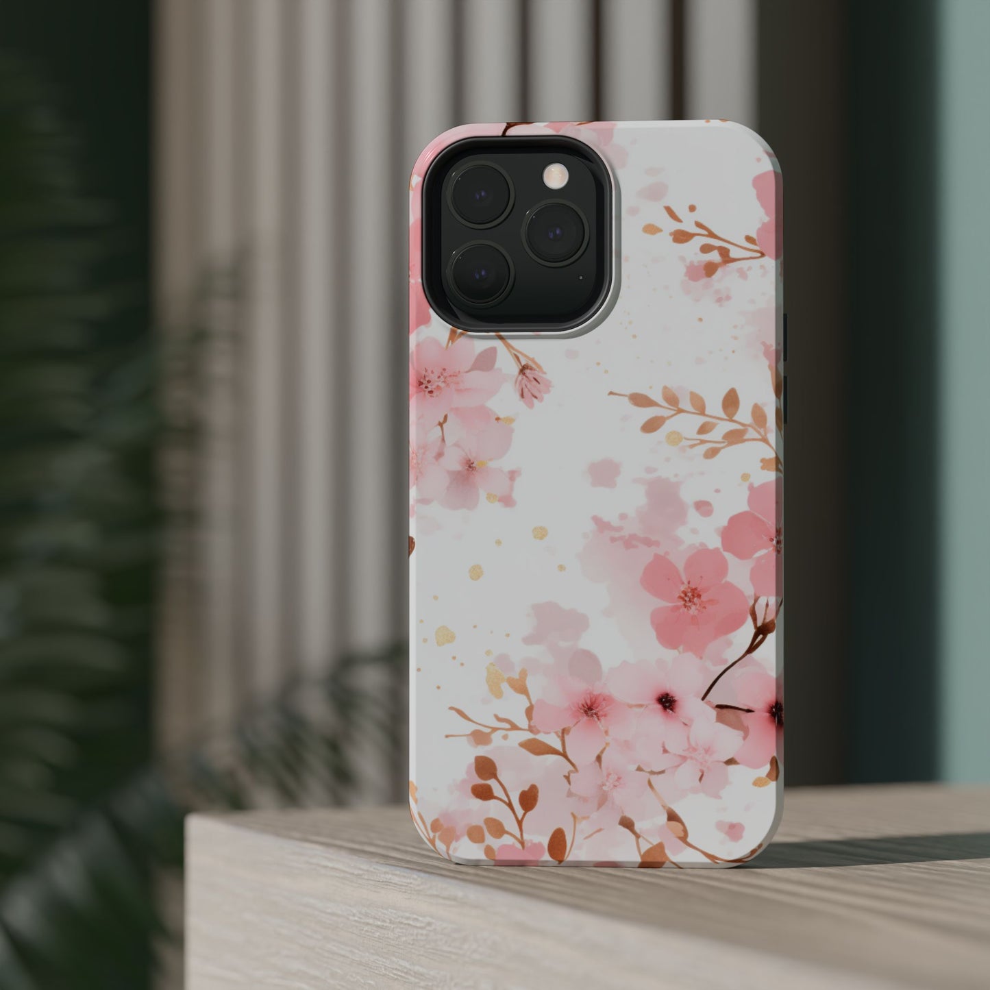 Soft Pink Cherry Blossom MagSafe Case – Floral Elegance with Wireless Charging