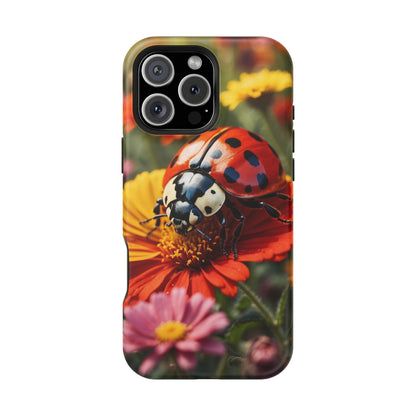 Ladybug on Orange Daisy - MagSafe iPhone Case