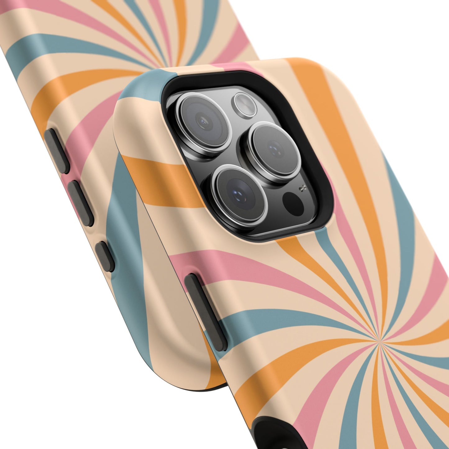 Retro Swirl Pattern MagSafe iPhone Case – Bold 70s Vibe in Pink, Orange, and Orange