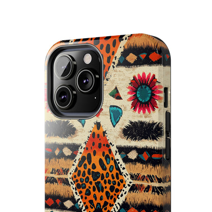 Wild Boho Leopard Print & Floral Tough iPhone Case – Eclectic Tribal Design, Dual - Layer Protection - BOGO Cases