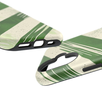 Green Stripes MagSafe iPhone Case – Bold Diagonal Brushstroke Design