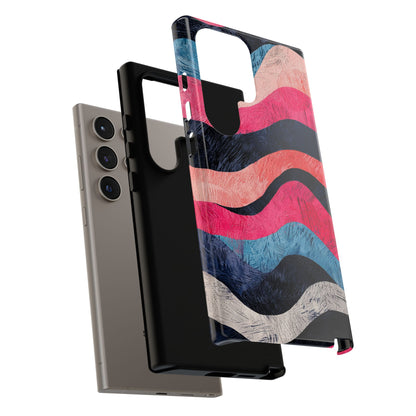 Abstract Wave Pattern Samsung Galaxy Case – Shockproof, Matte Finish, Dual-Layer Protection