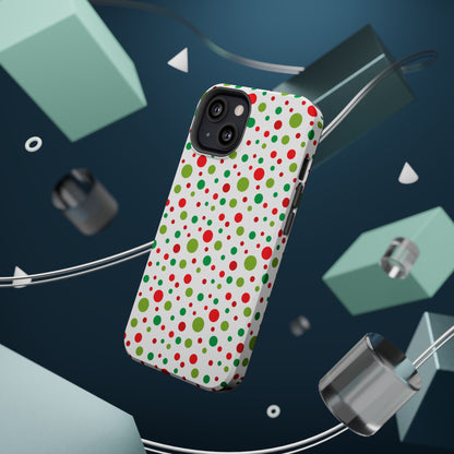 Red & Green Christmas Polka Dots – MagSafe iPhone Case