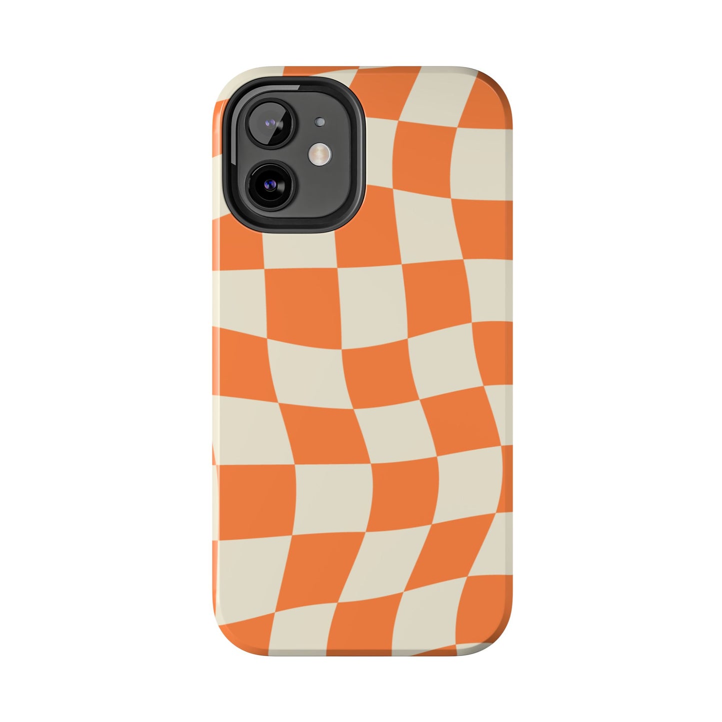 Wavy Retro Checkerboard iPhone Case – Shockproof, Matte Finish, Dual-Layer Protection