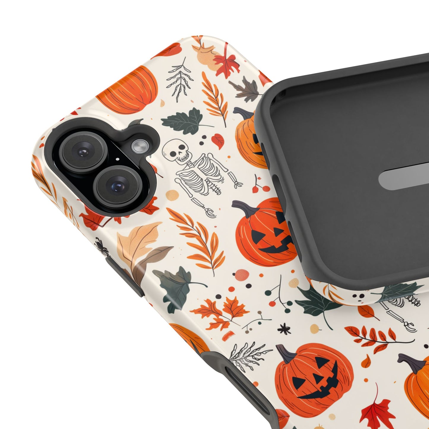 Halloween Pumpkin & Skeleton MagSafe iPhone Case – Spooky Autumn Design