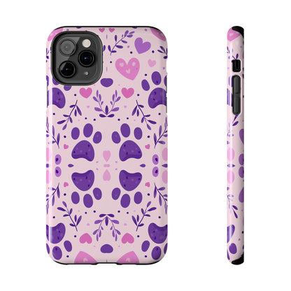 Pastel Paw Print iPhone Case - Cute Pet-Themed Floral Protective Cover