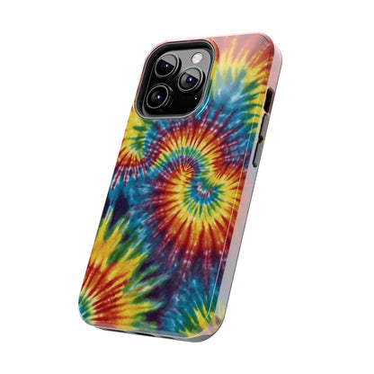 Retro Tie-Dye Swirl iPhone Case – Rainbow Spiral Design