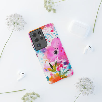 Color Splash Pink & Orange Watercolor Floral - Samsung Galaxy Case