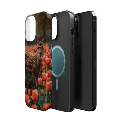 Fawn Among Tulips MagSafe iPhone Case